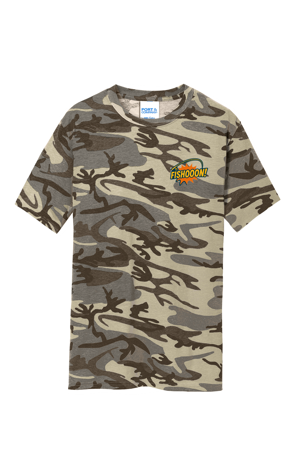 Fishooon Core Cotton Camo Tee Left Breast Rod and