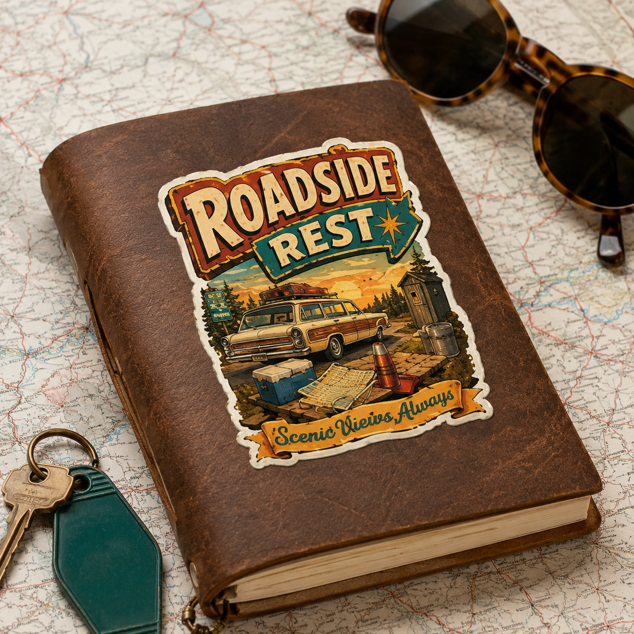 Roadside Rest Vintage Road Trip Sticker