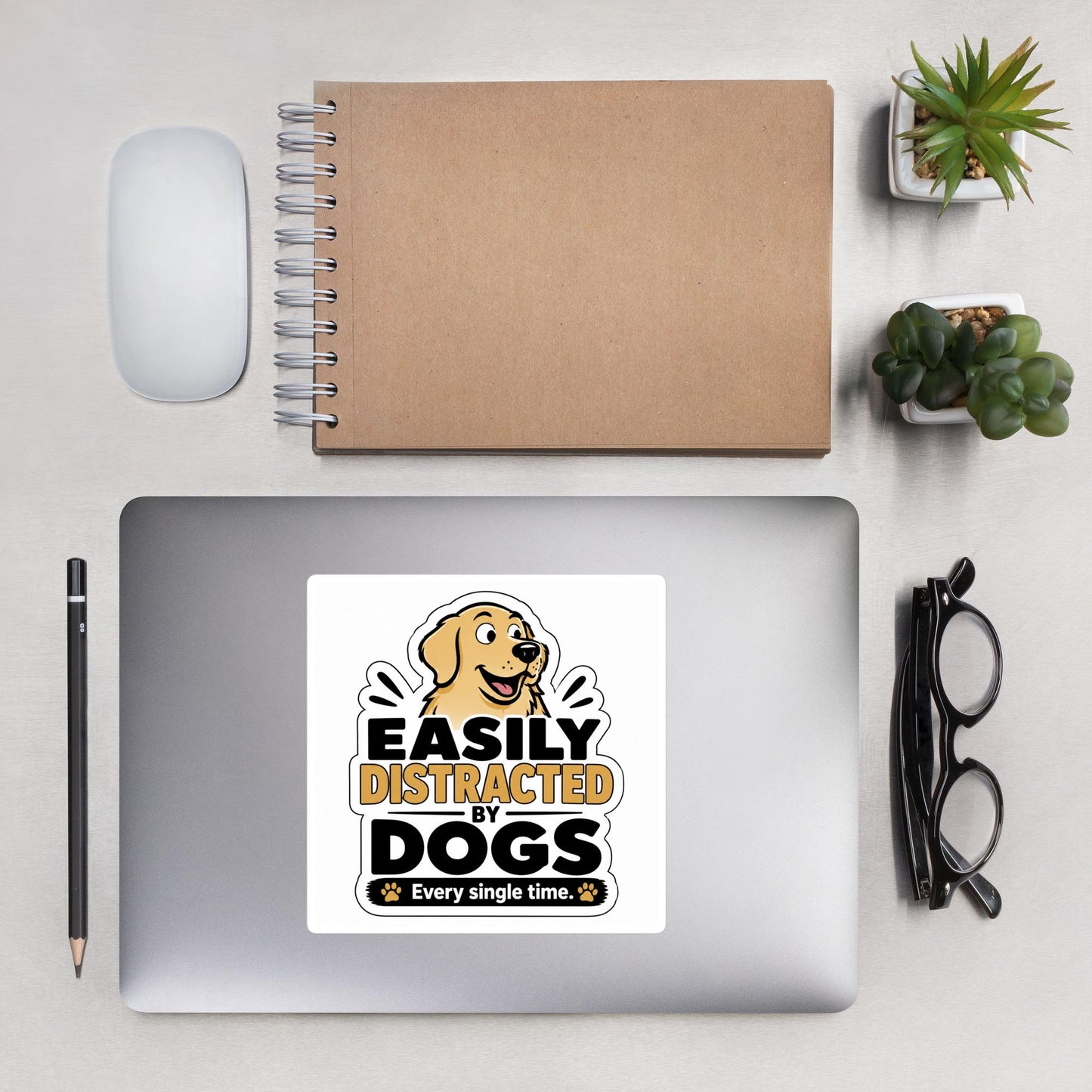 Easily Distracted By Dogs Sticker | Funny Dog Lover Vinyl Decal | Dog Mom Dog Dad Gift