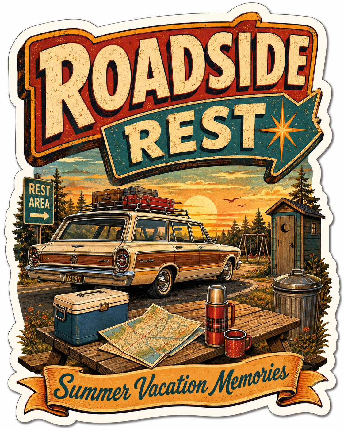 Retro Road Trip Sticker 3-Pack