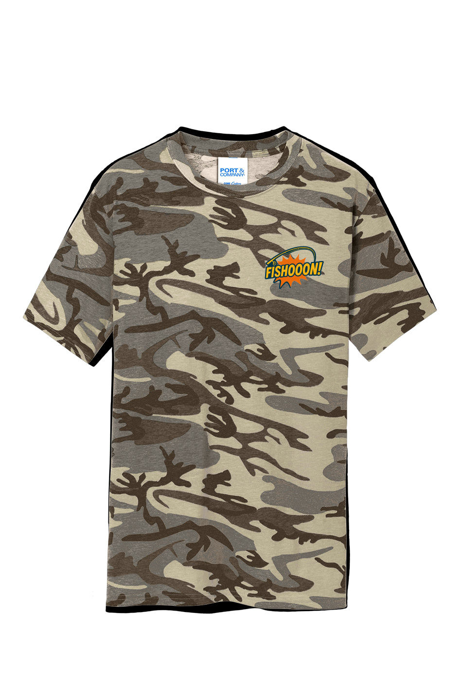 Fishooon Core Cotton Camo Tee Left Breast Rod and Logo