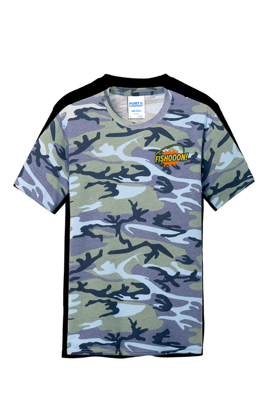 Fishooon Core Cotton Camo Tee Left Breast Rod and 