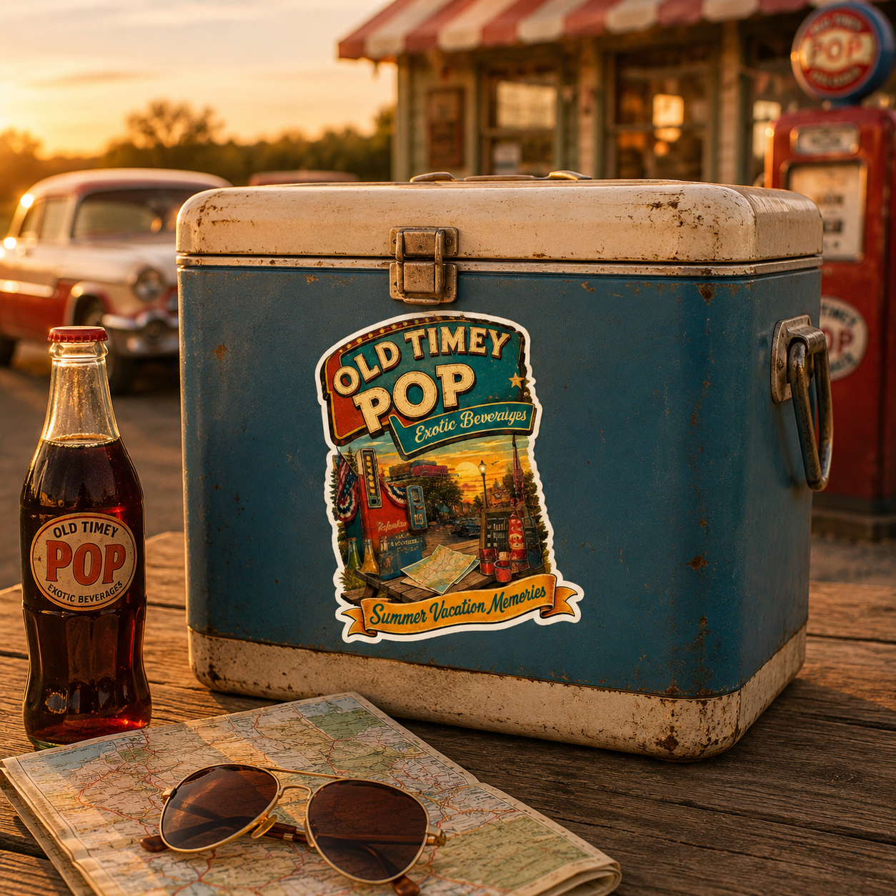 Old Timey Pop Vintage Soda Machine Sticker