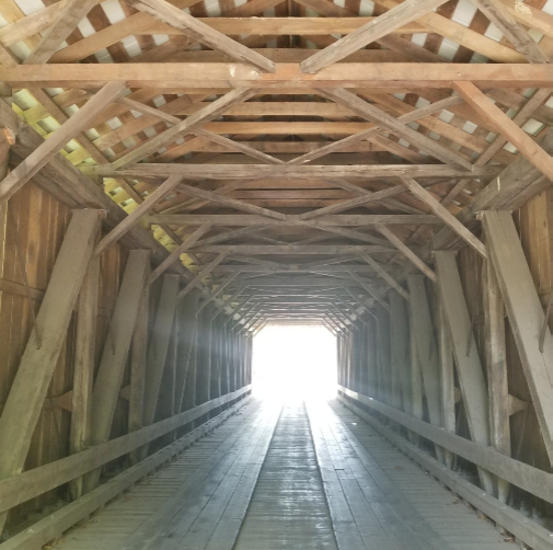 Inside a Covered Bridge | Butler County Ohio Wall Art | Historic Wooden Bridge Print
