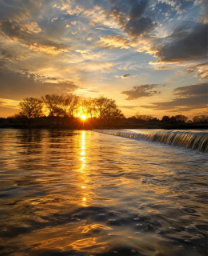 Great Miami River Dam – "Golden River Sunset" | Arlek Hope Gallery