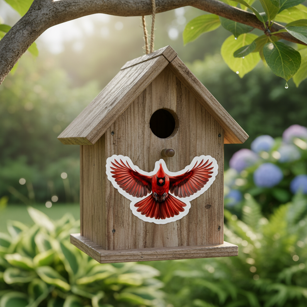 Cardinal Sticker - Birdhouse