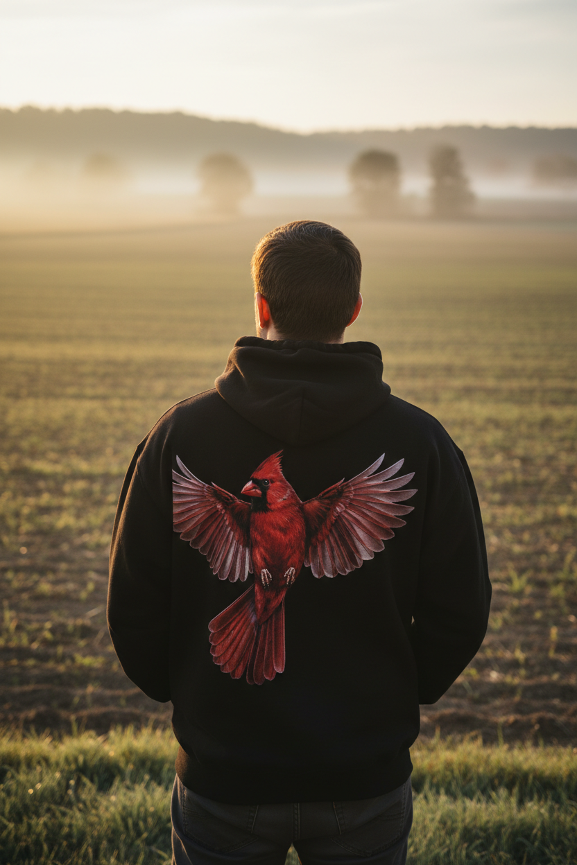 Full back cardinal graphic at golden hour