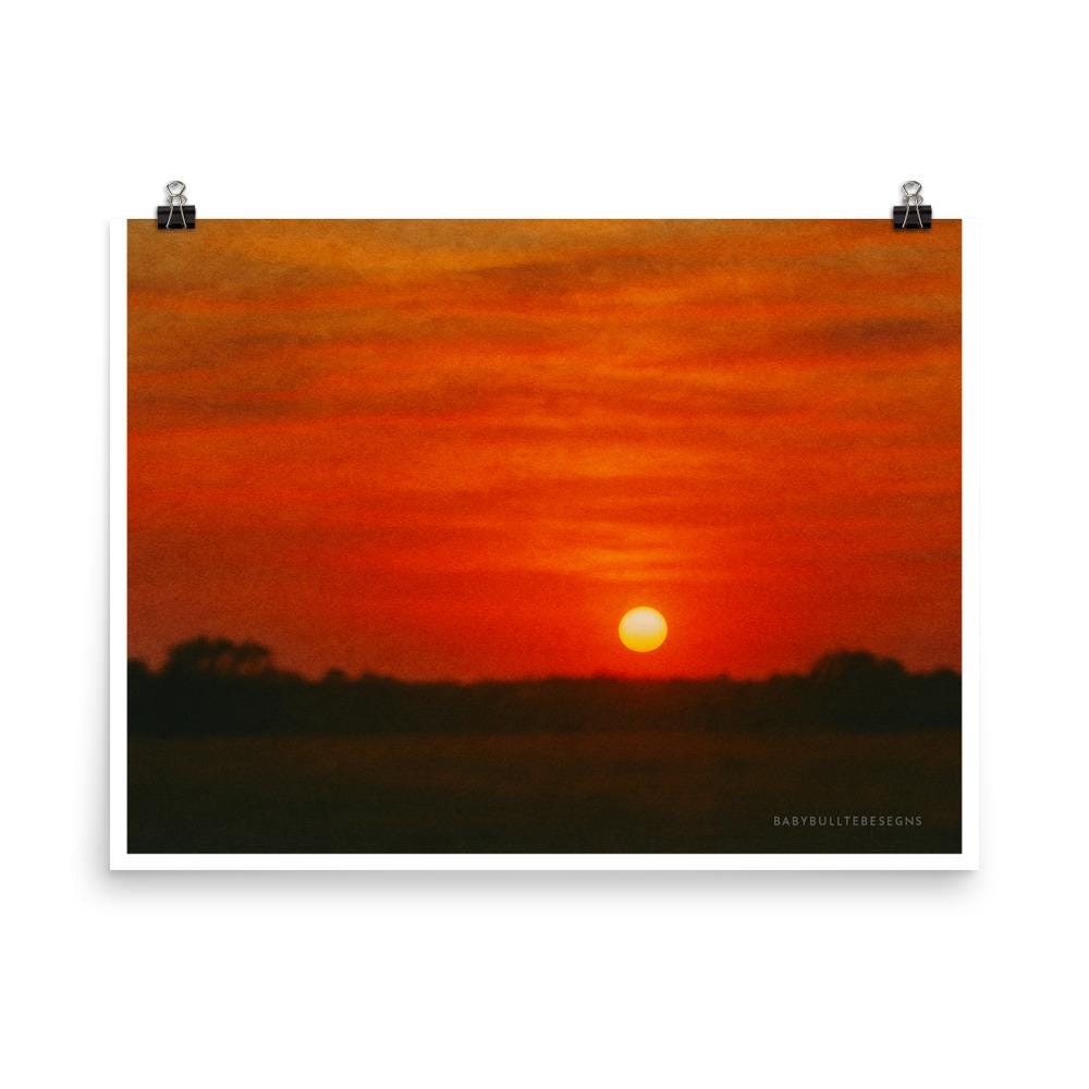 Burning Watercolor – Fine Art Sunset Print by BabyBullTeeDesigns