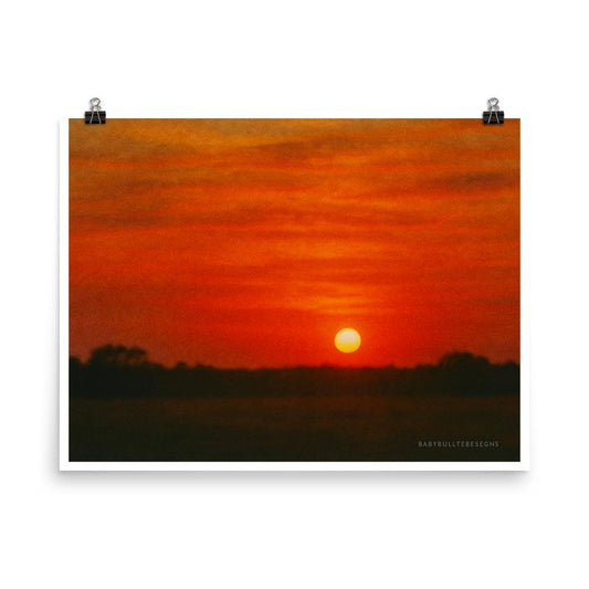 Burning Watercolor – Fine Art Sunset Print by BabyBullTeeDesigns