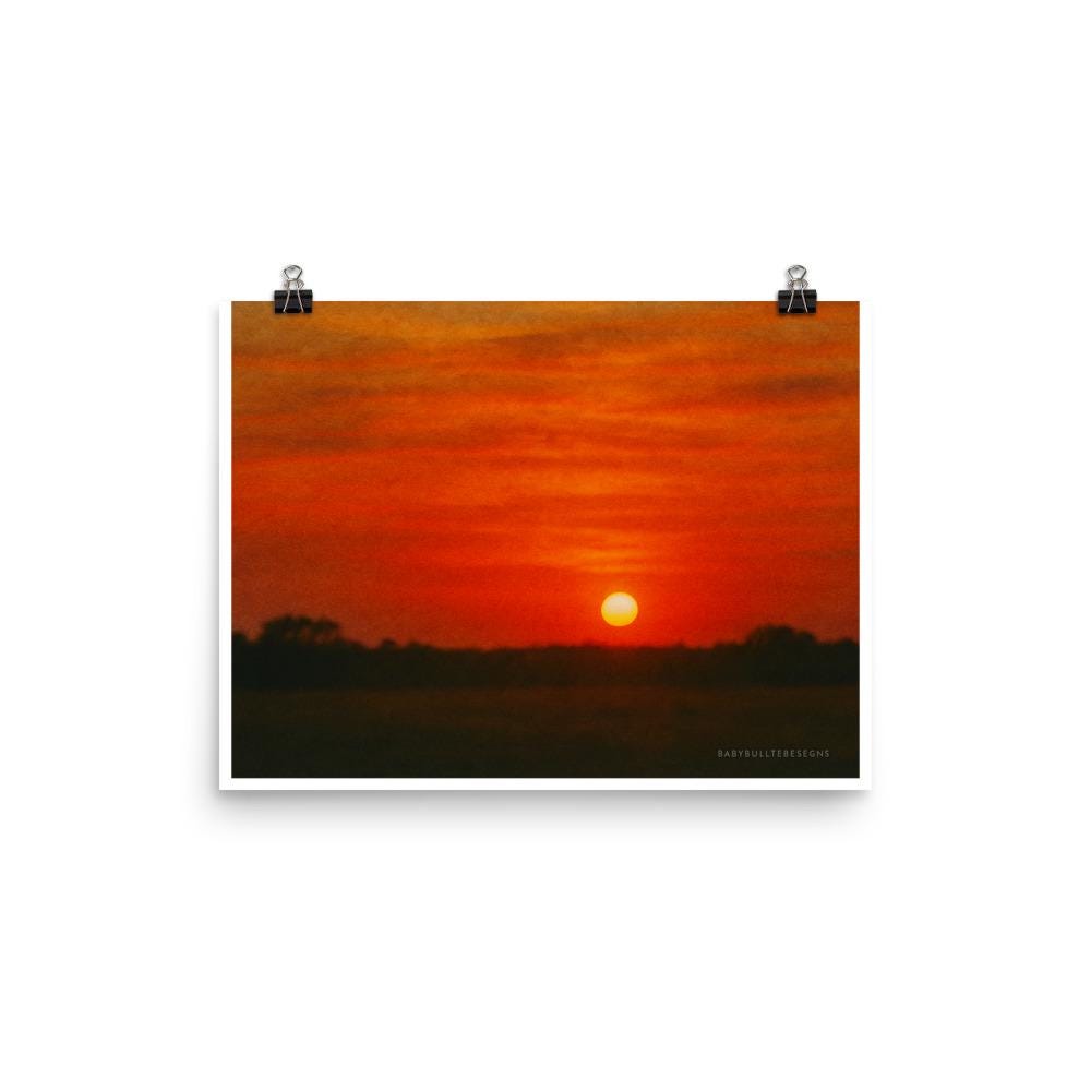 Burning Watercolor – Fine Art Sunset Print by BabyBullTeeDesigns