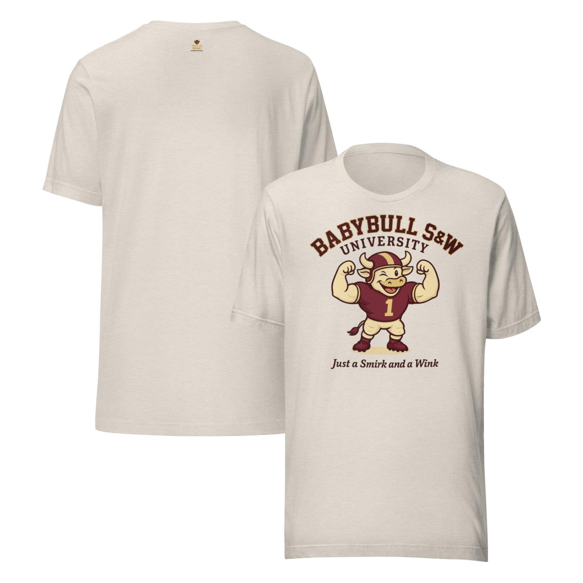 BabyBull S&W University Tee – “Just a Smirk and a Wink” | Vintage College Mascot Shirt by BabyBullTeeDesigns