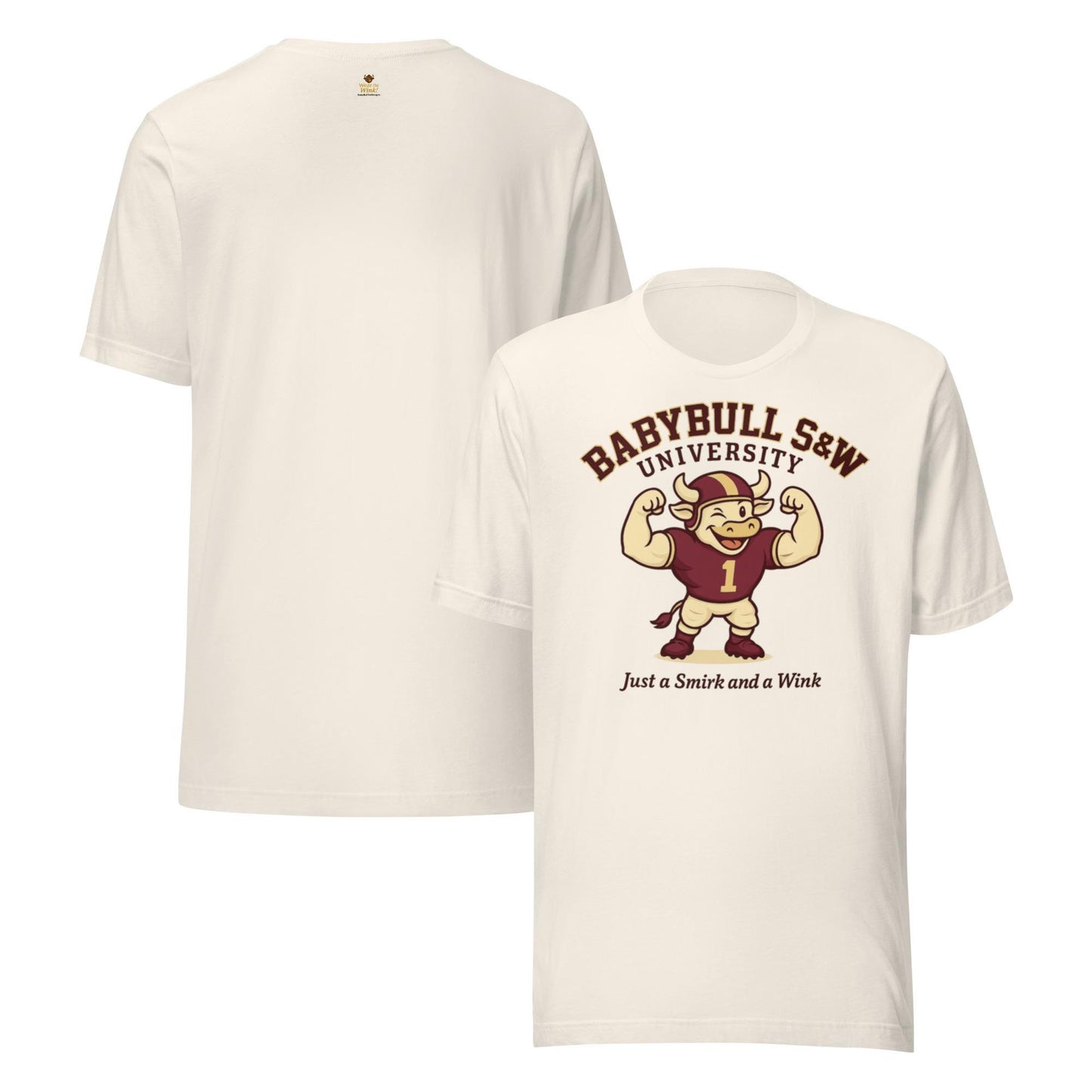 BabyBull S&W University Tee – “Just a Smirk and a Wink” | Vintage College Mascot Shirt by BabyBullTeeDesigns
