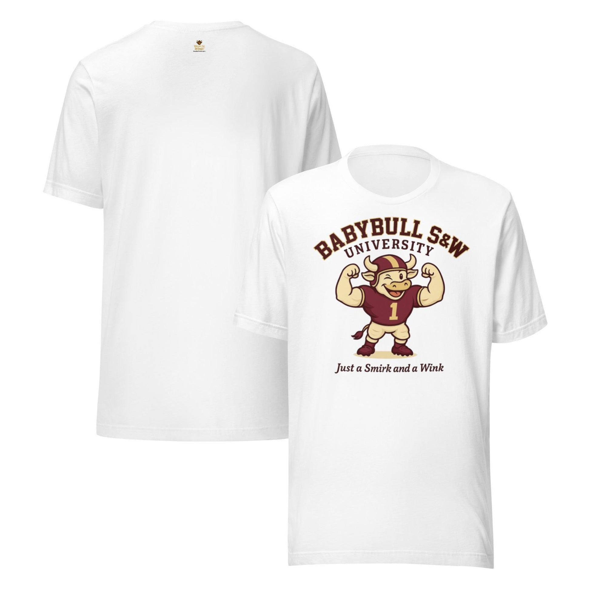 BabyBull S&W University Tee – “Just a Smirk and a Wink” | Vintage College Mascot Shirt by BabyBullTeeDesigns