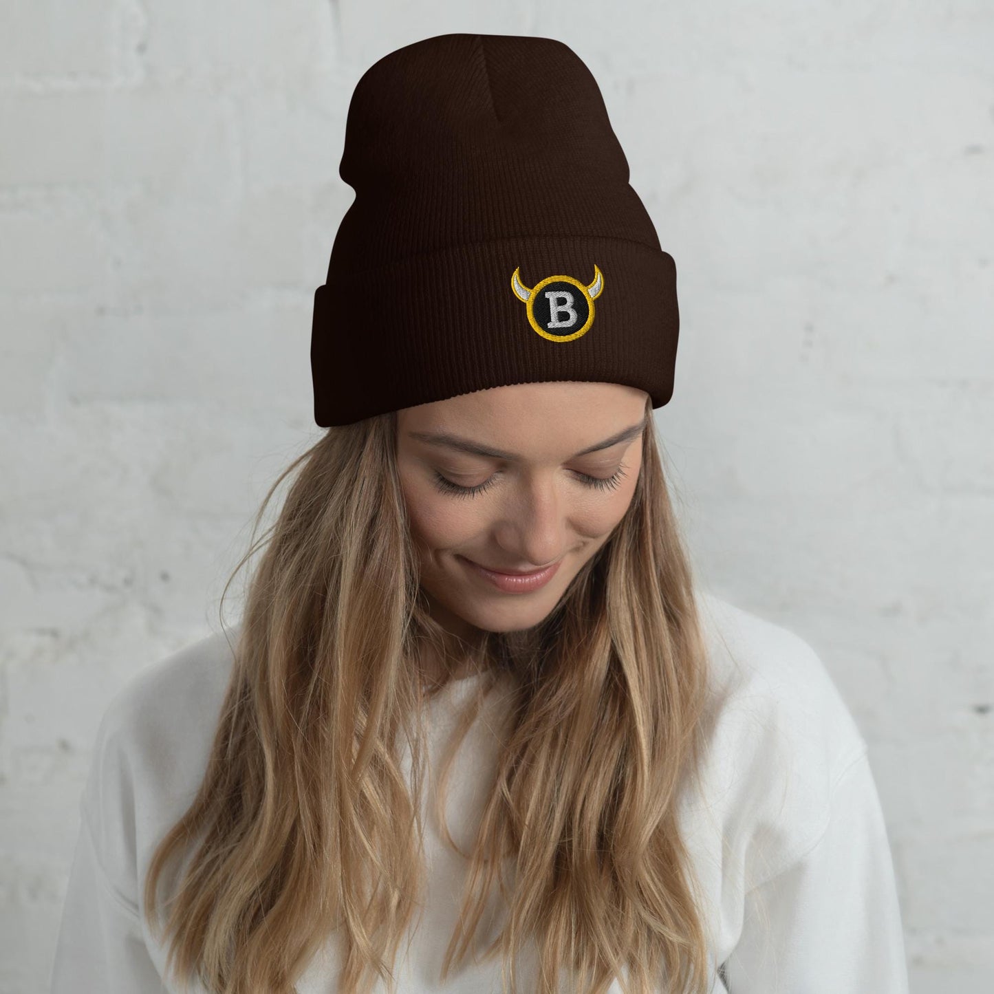 BabyBull “Horned B” Cuffed Beanie | Embroidered Black Winter Hat | Country & Fishing Lifestyle |