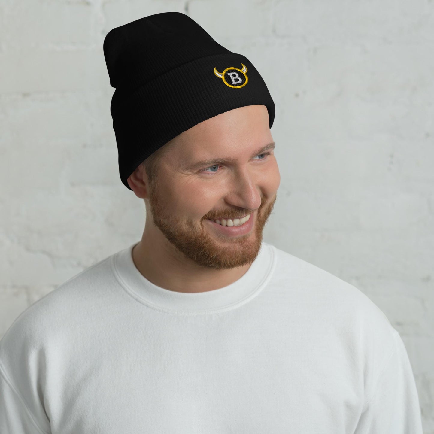 BabyBull “Horned B” Cuffed Beanie | Embroidered Black Winter Hat | Country & Fishing Lifestyle |