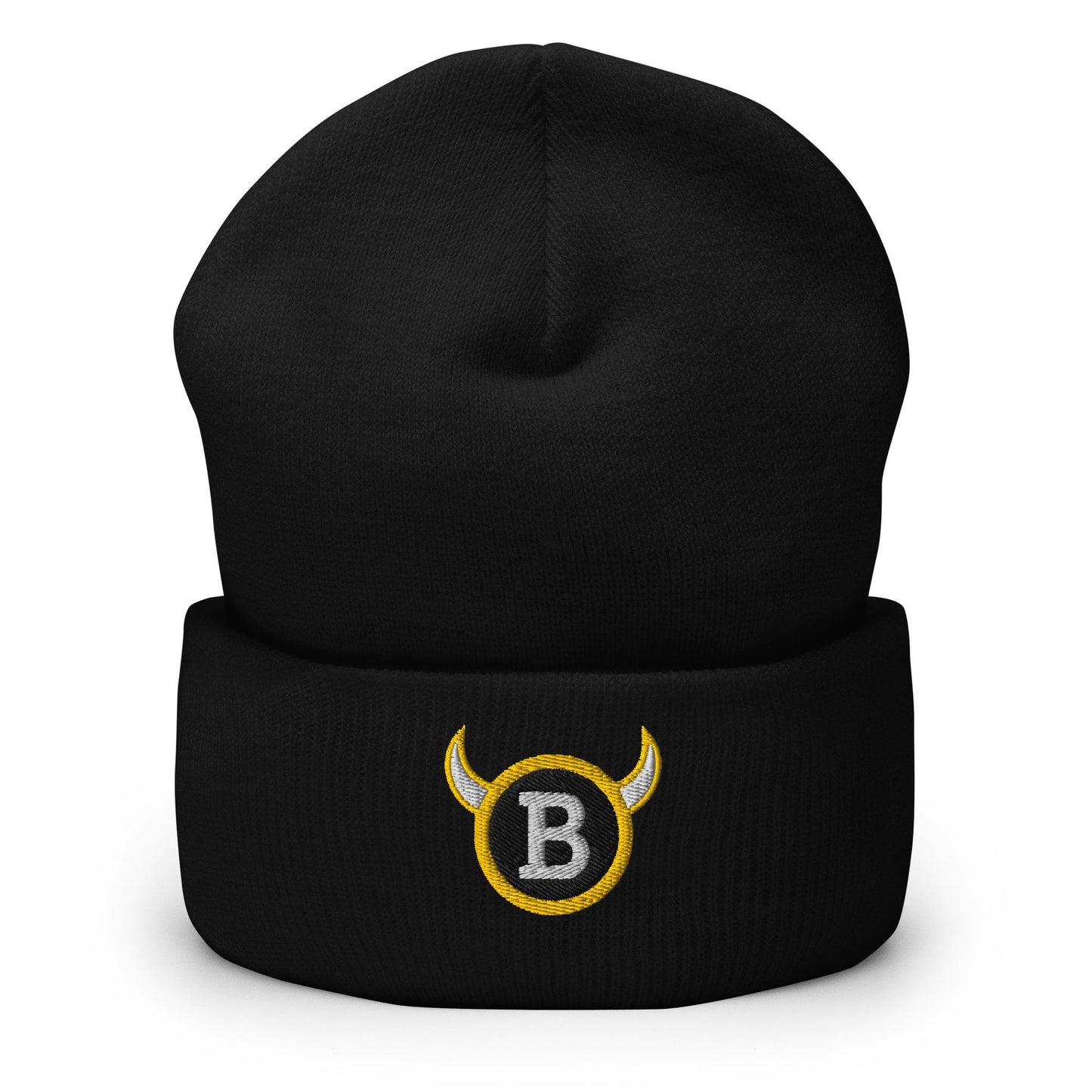 BabyBull “Horned B” Cuffed Beanie | Embroidered Black Winter Hat | Country & Fishing Lifestyle |