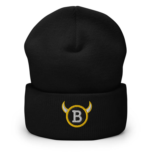 BabyBull “Horned B” Cuffed Beanie | Embroidered Black Winter Hat | Country & Fishing Lifestyle |