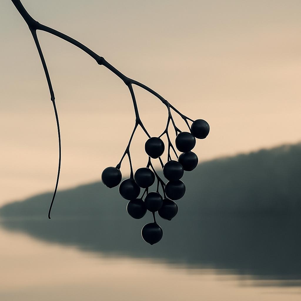 Winter Berries No.2 – Minimalist Nature Photography – Calm Pastel Sky & Droplet Branch Wall Art (Digital Download)