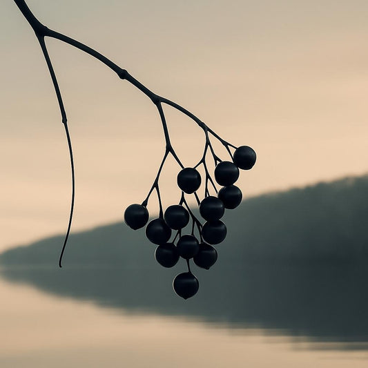 Winter Berries No.2 – Minimalist Nature Photography – Calm Pastel Sky & Droplet Branch Wall Art (Digital Download)