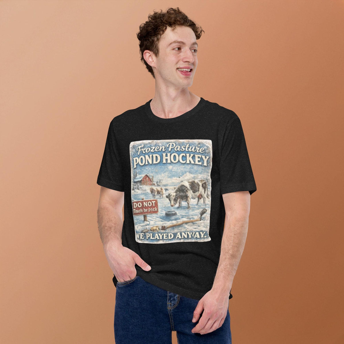 Frozen Pasture Pond Hockey – Funny Winter Farm Wall Art | Country Hockey Decor – Arlek Hope Gallery