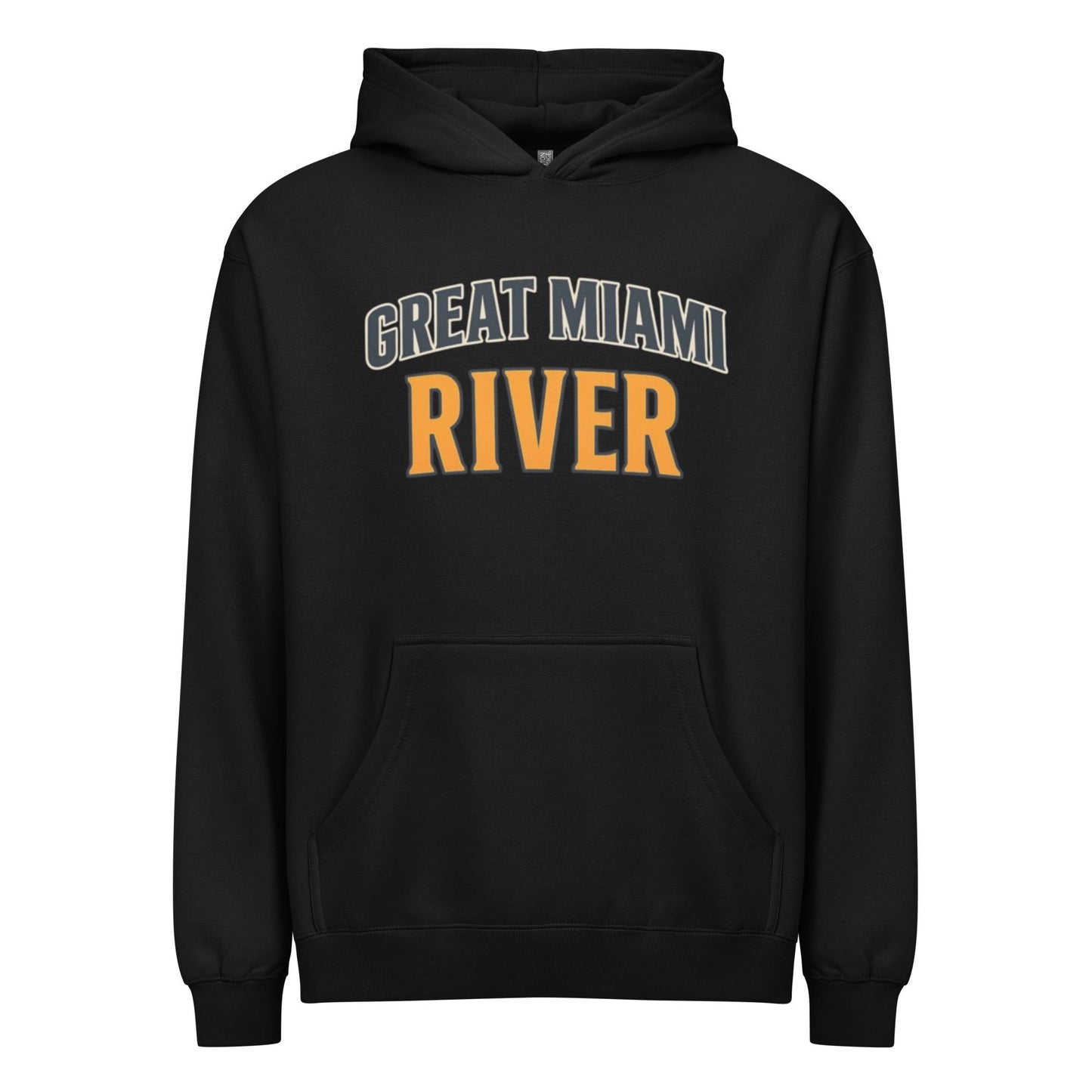 Black Great Miami River Hoodie – BabyBull Fishing Co. | Ohio Fishing Apparel | Fish Hard. Wear the Wink.