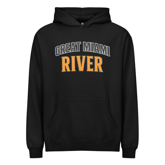 Black Great Miami River Hoodie – BabyBull Fishing Co. | Ohio Fishing Apparel | Fish Hard. Wear the Wink.