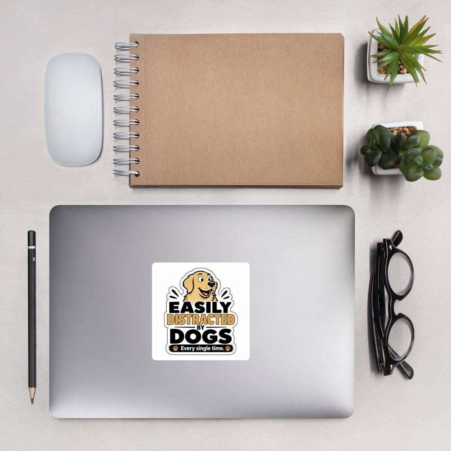 Easily Distracted By Dogs Sticker | Funny Dog Lover Vinyl Decal | Dog Mom Dog Dad Gift
