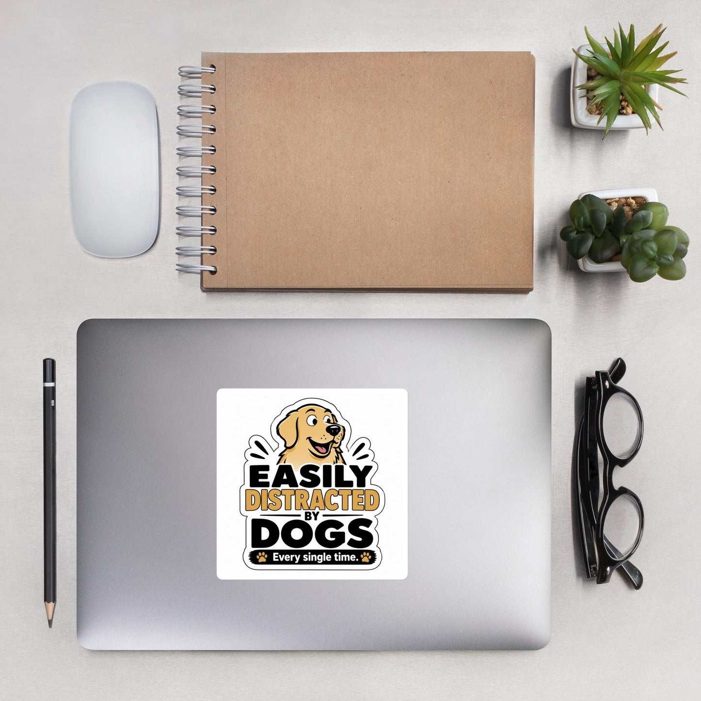 Easily Distracted By Dogs Sticker | Funny Dog Lover Vinyl Decal | Dog Mom Dog Dad Gift