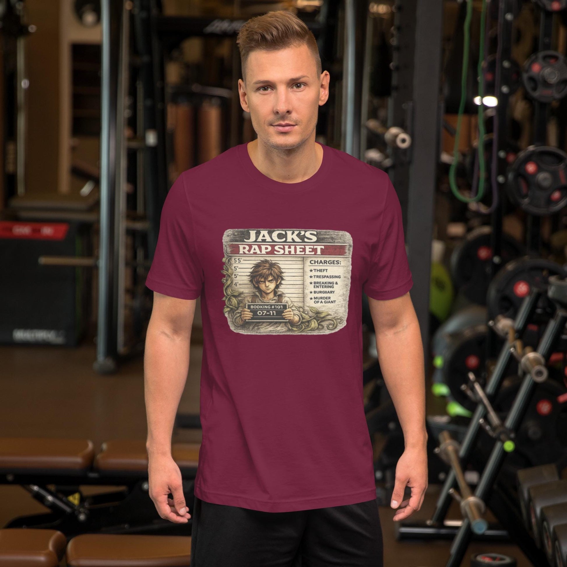 Jack’s Rap Sheet Shirt, Funny Jack and the Beanstalk Tee, Fairy Tale Mugshot Graphic Shirt, Dark Humor T-Shirt