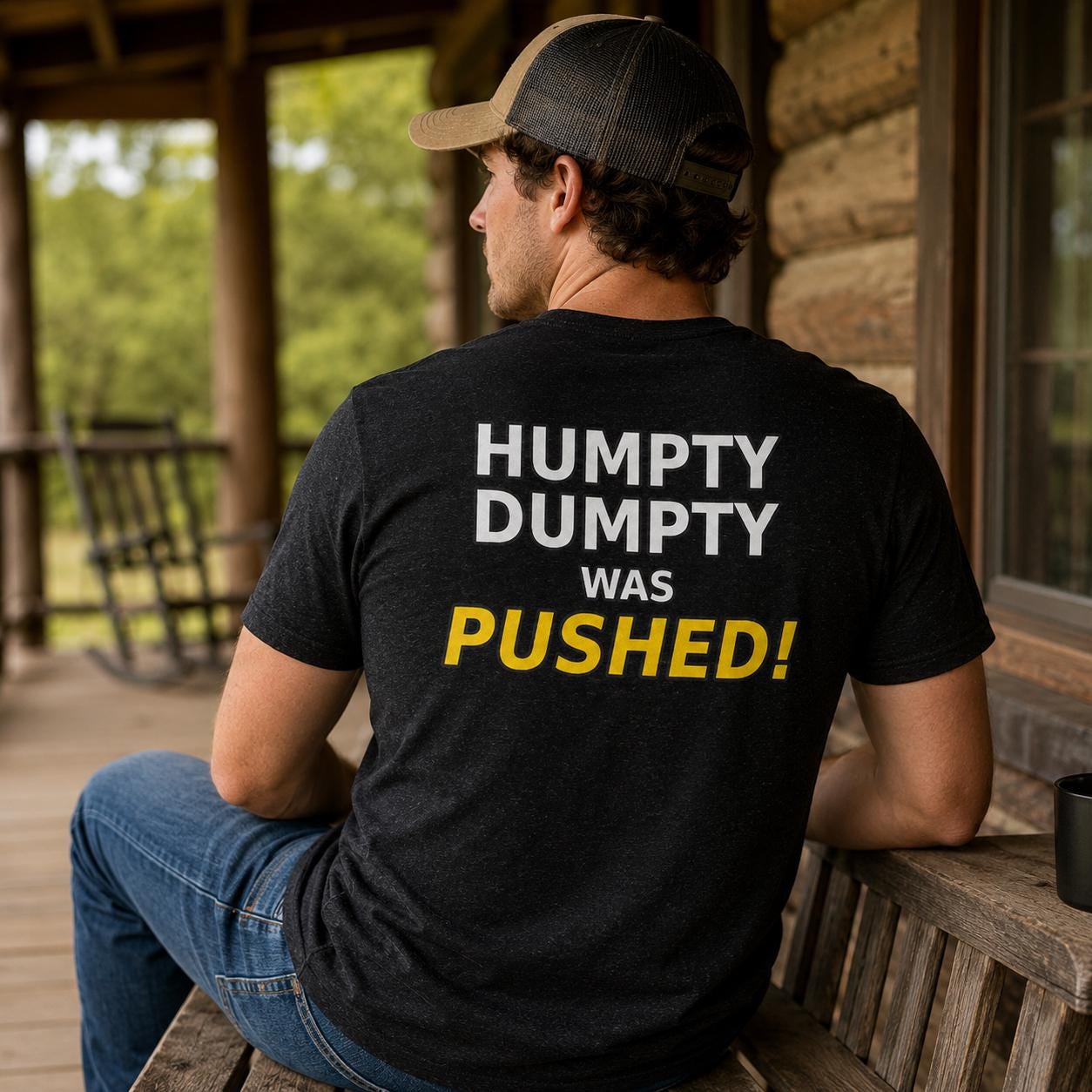 Humpty Dumpty Was Pushed – Dark Humor Word Tee by BabyBull