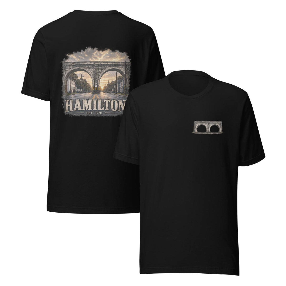 Hamilton 1791 Bridge T-Shirt | Historic Hamilton Ohio Back Graphic Tee | Butler County Heritage Shirt
