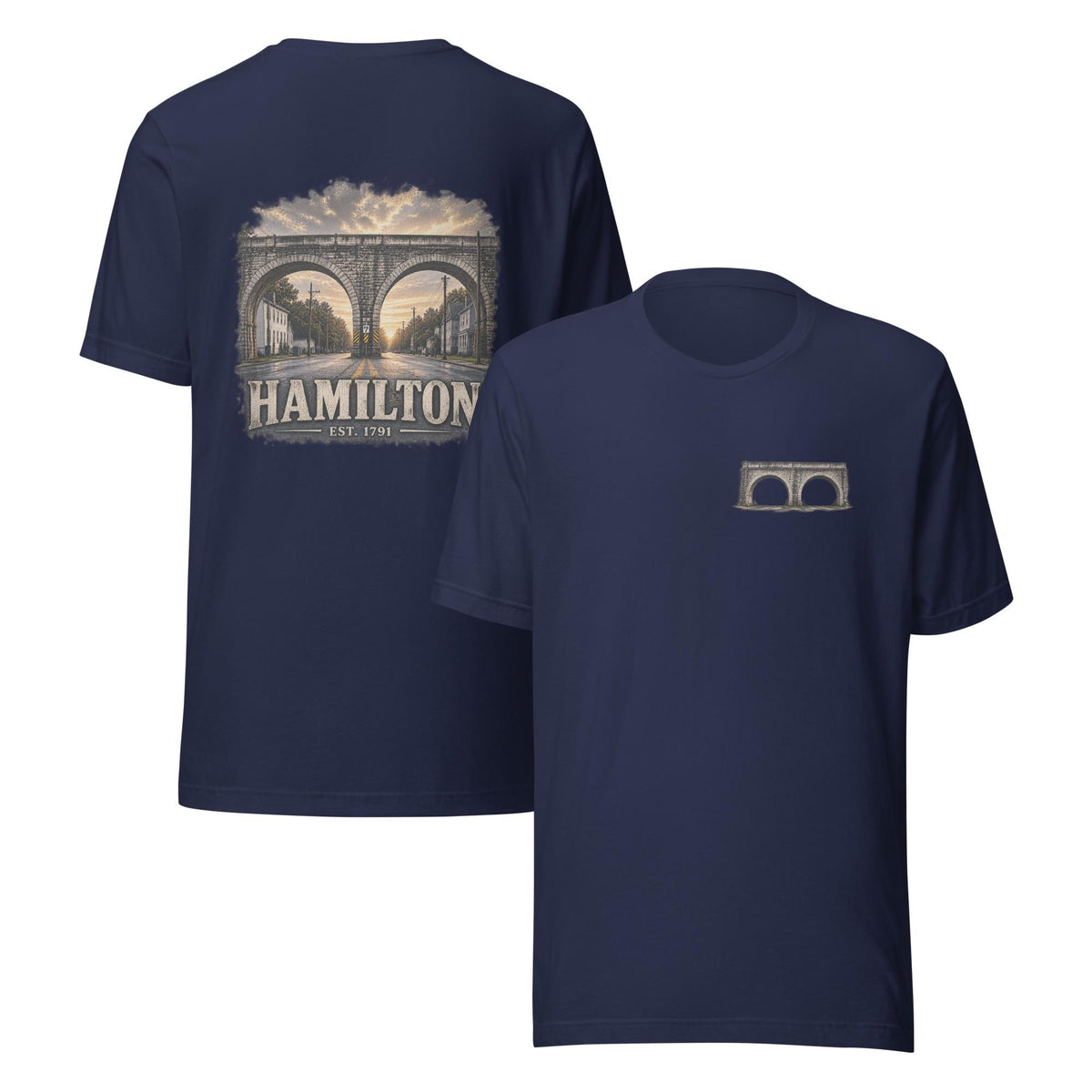 Hamilton 1791 Bridge T-Shirt | Historic Hamilton Ohio Back Graphic Tee | Butler County Heritage Shirt