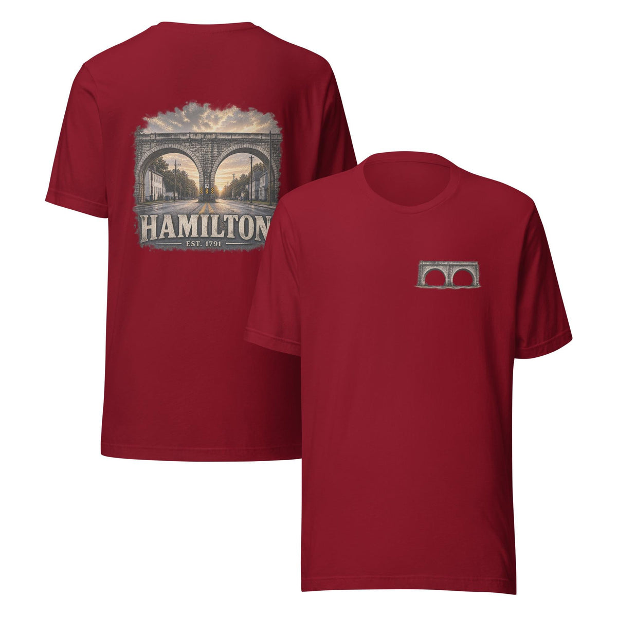 Hamilton 1791 Bridge T-Shirt | Historic Hamilton Ohio Back Graphic Tee | Butler County Heritage Shirt