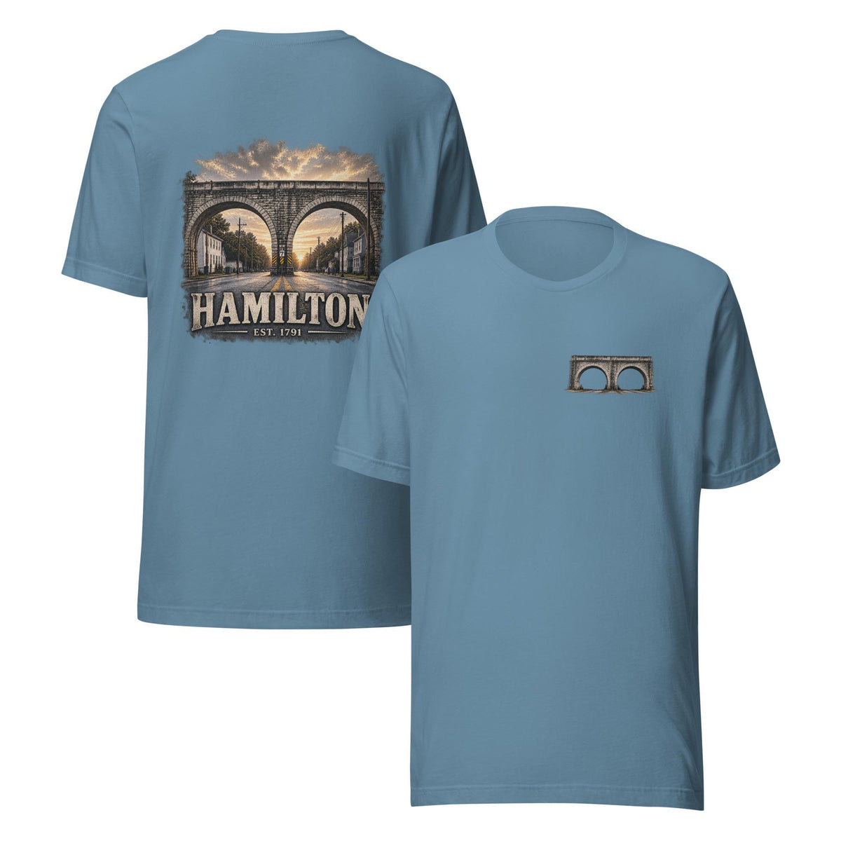 Hamilton 1791 Bridge T-Shirt | Historic Hamilton Ohio Back Graphic Tee | Butler County Heritage Shirt