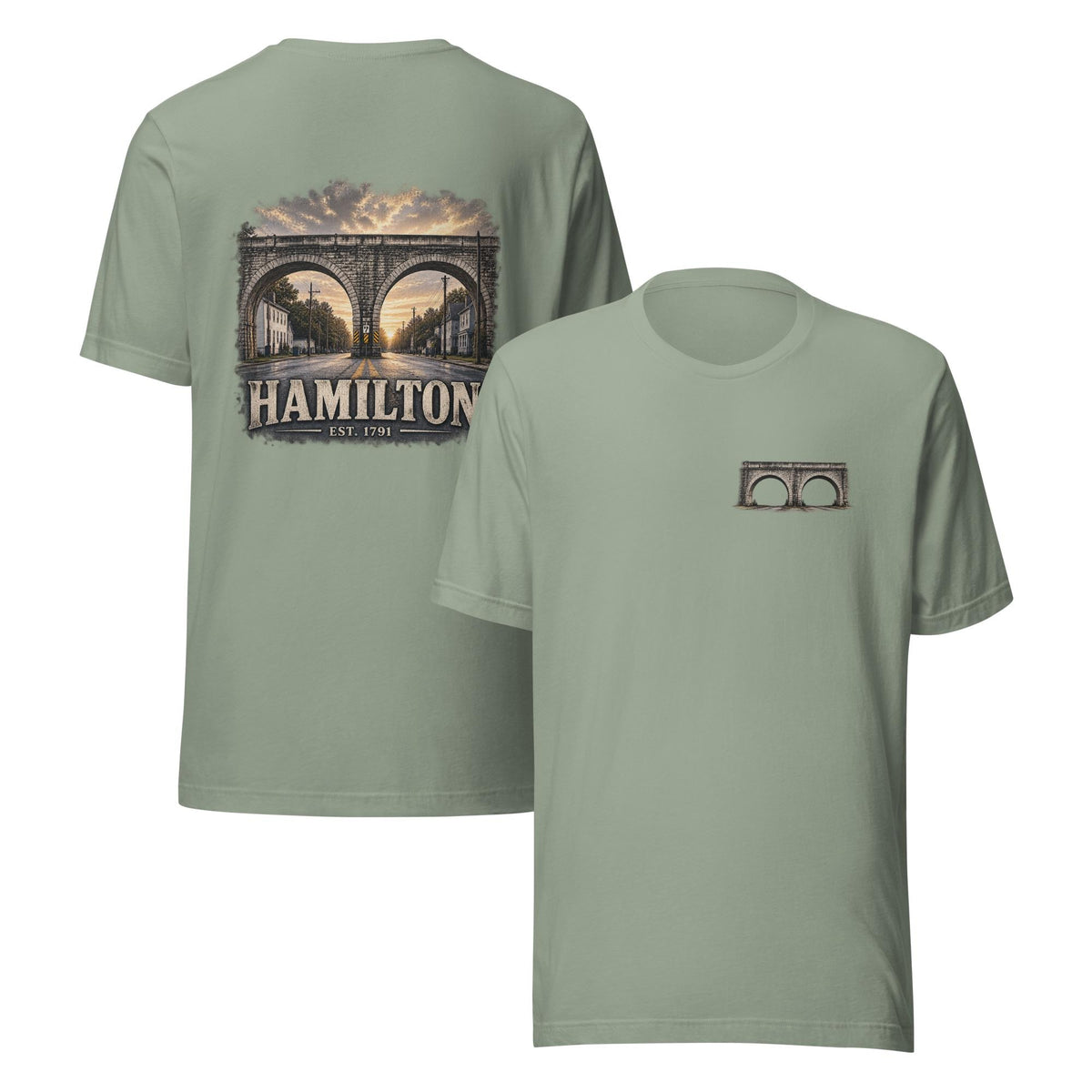 Hamilton 1791 Bridge T-Shirt | Historic Hamilton Ohio Back Graphic Tee | Butler County Heritage Shirt