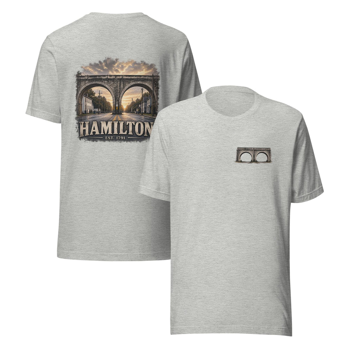 Hamilton 1791 Bridge T-Shirt | Historic Hamilton Ohio Back Graphic Tee | Butler County Heritage Shirt