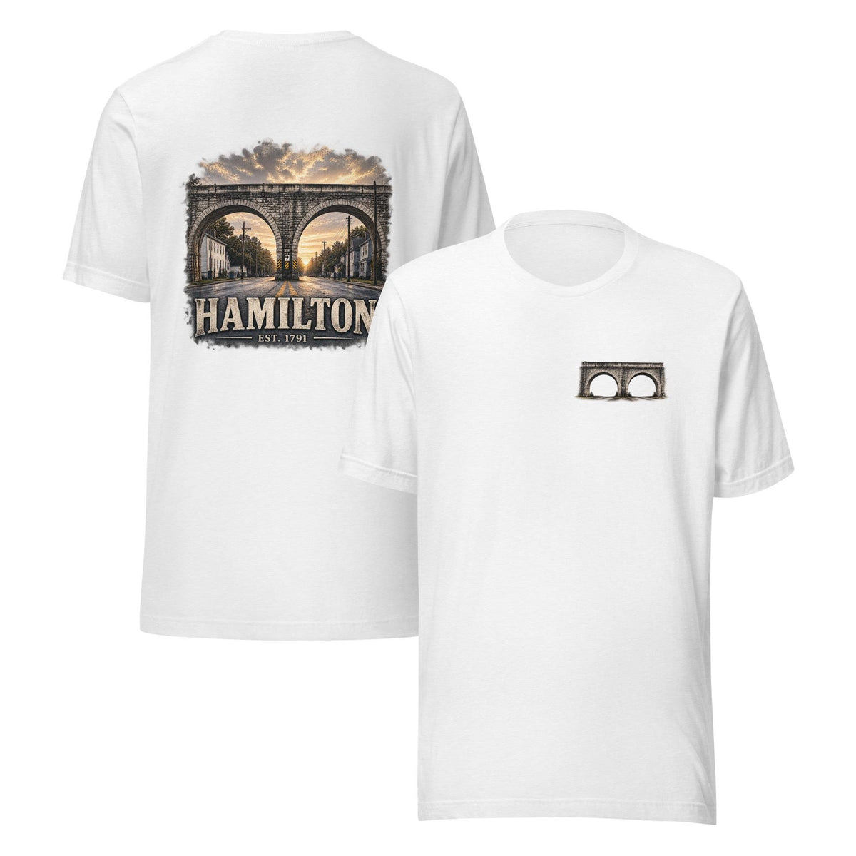 Hamilton 1791 Bridge T-Shirt | Historic Hamilton Ohio Back Graphic Tee | Butler County Heritage Shirt