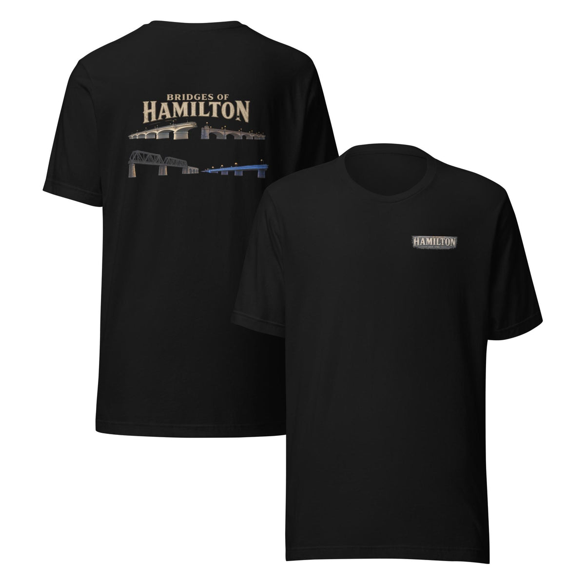 Bridges of Hamilton T-Shirt | Hamilton Ohio Bridge Heritage Tee | Local Landmark Back Graphic