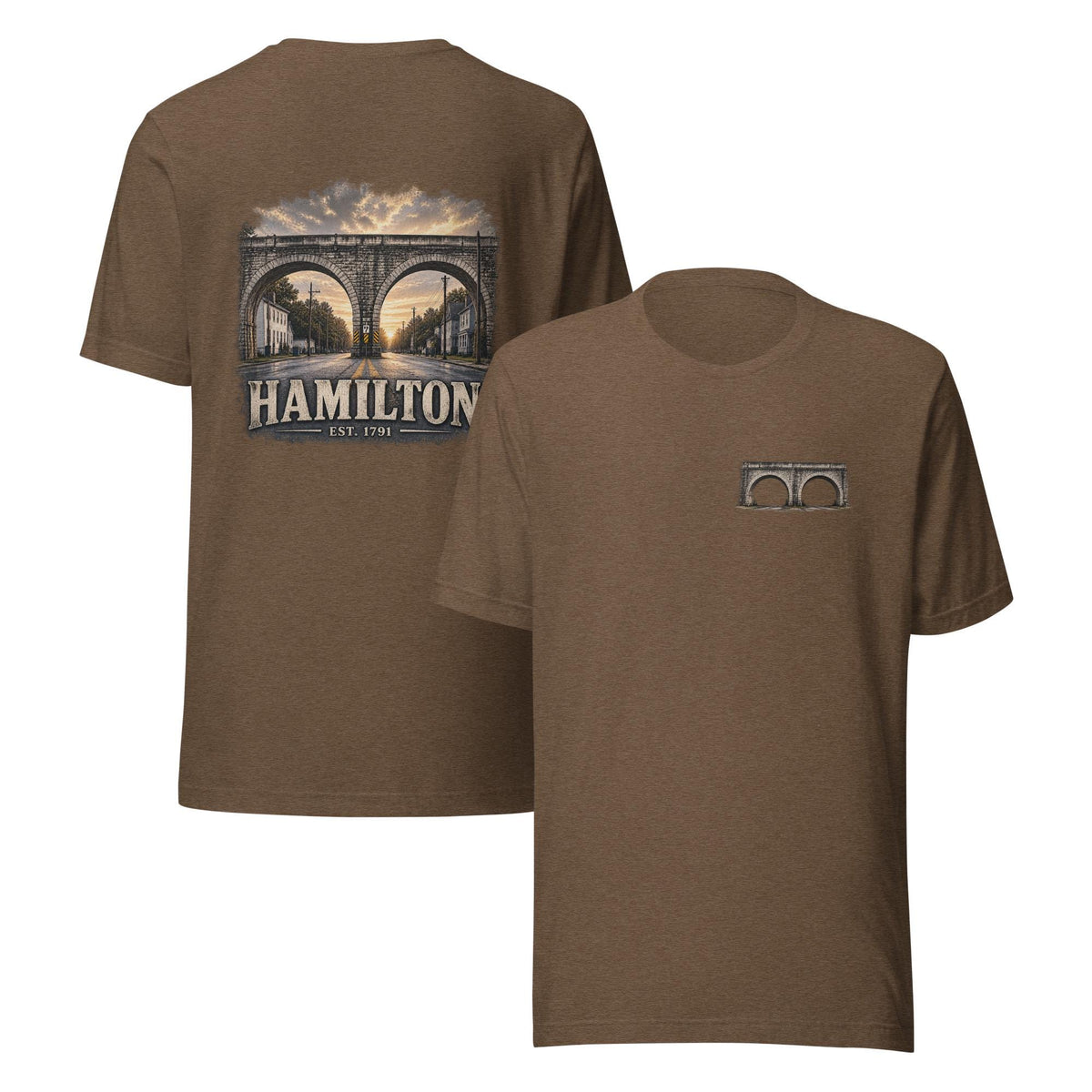 Hamilton 1791 Bridge T-Shirt | Historic Hamilton Ohio Back Graphic Tee | Butler County Heritage Shirt