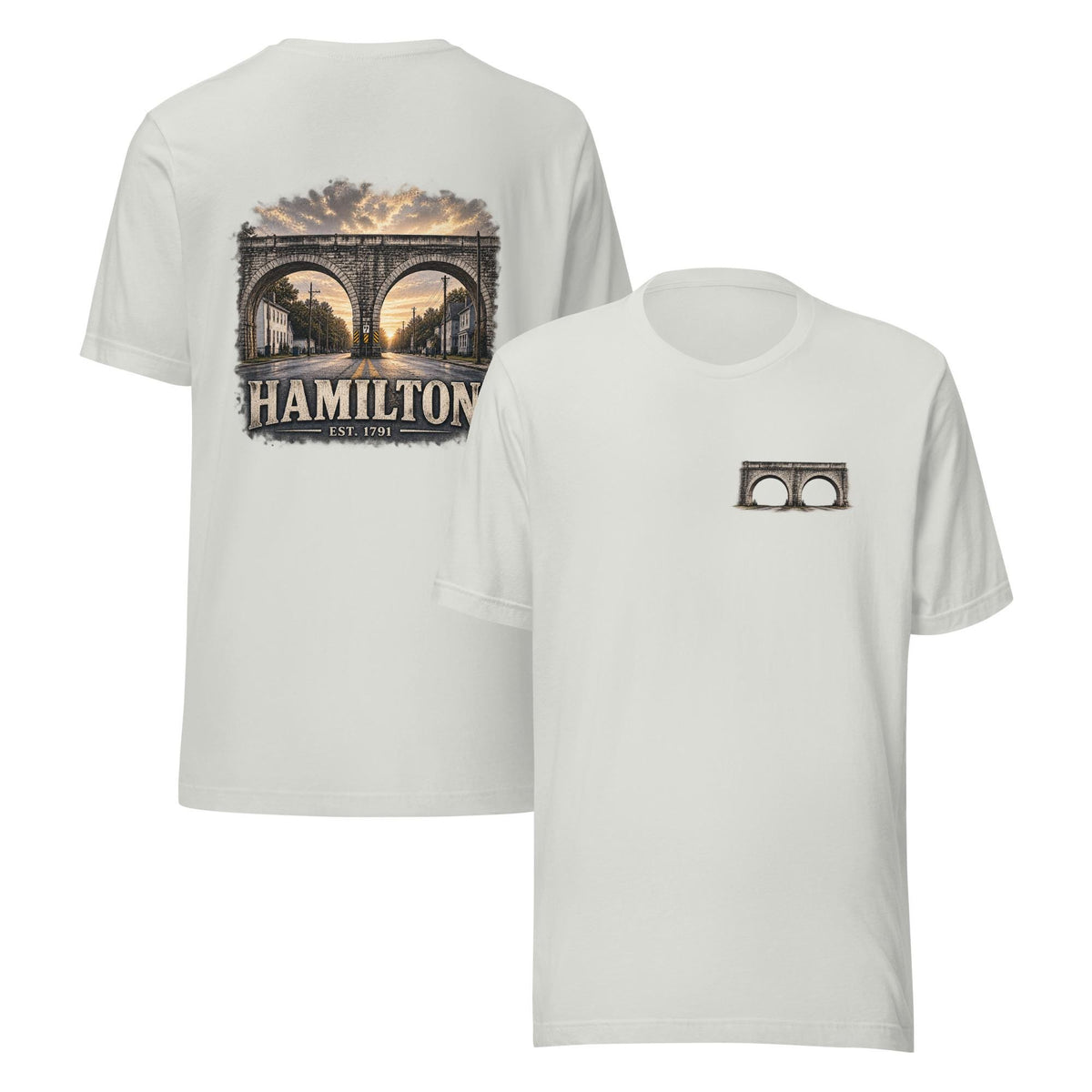 Hamilton 1791 Bridge T-Shirt | Historic Hamilton Ohio Back Graphic Tee | Butler County Heritage Shirt