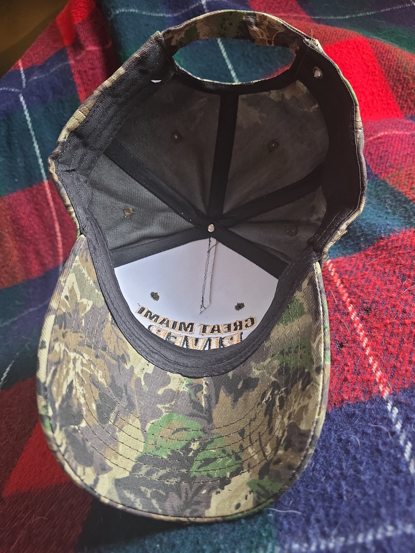 Great Miami River Fishing Hat – PROMO Ohio Camo Angler Cap – Midwest Fisherman Gift EMBROIDERED