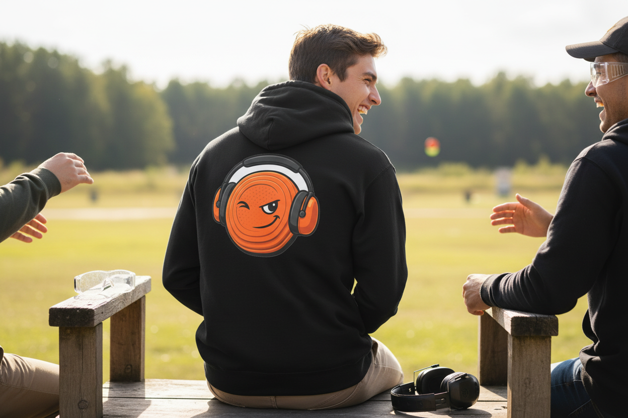Smiling Clay Pigeon Hoodie Lifestyle